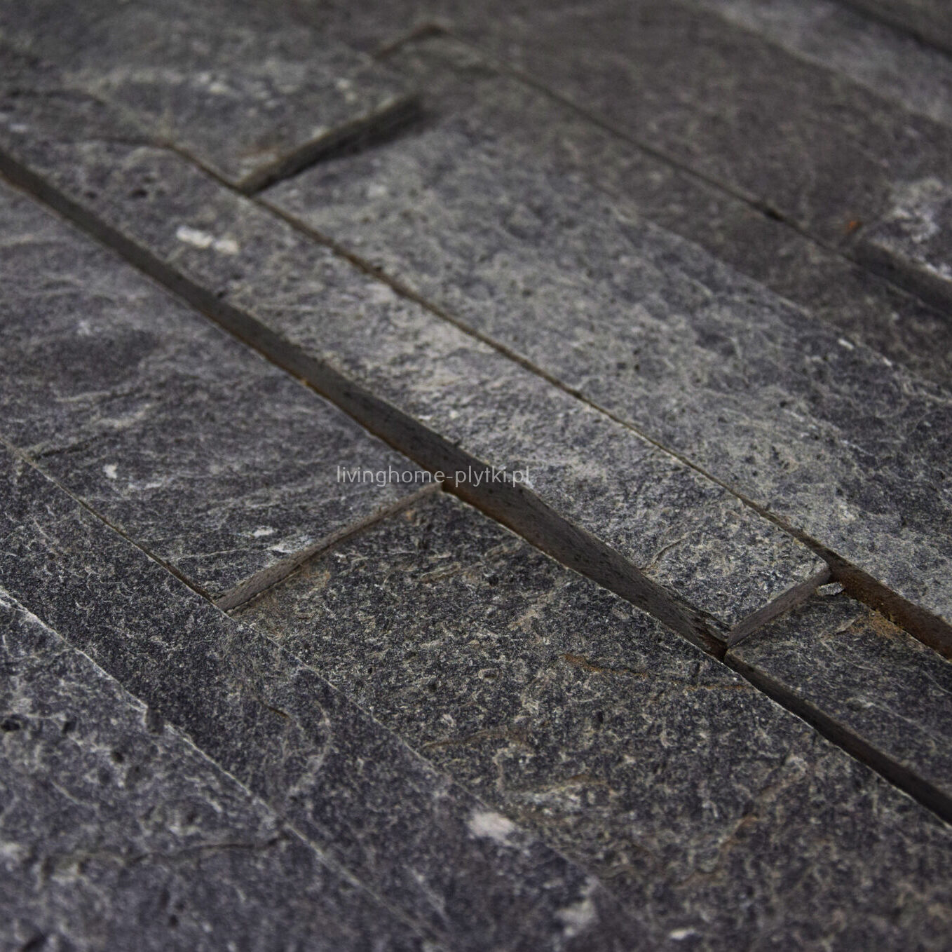 Kamień Dekoracyjny Na Ścianę Łupek Kwarcytowy Antrazyt Dark 60x15x1,5cm Naturalny